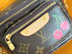 LV 25S MINI BUMBAG 17 IN BROWN CANVAS MONOGRAM CHERRY PRINT GOLD HARDWARE
