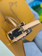 LV 25S SIDE TRUNK 24 IN BROWN MONOGRAM CANVAS LEATHER TRIM GOLD HARDWARE