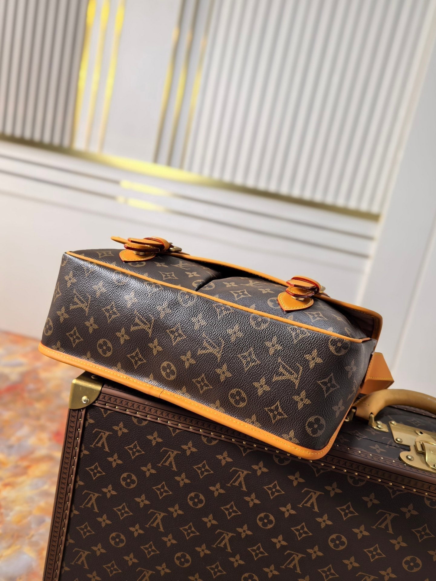 LV 25S SATCHEL BAG 35 IN BROWN CANVAS MONOGRAM GOLD HARDWARE