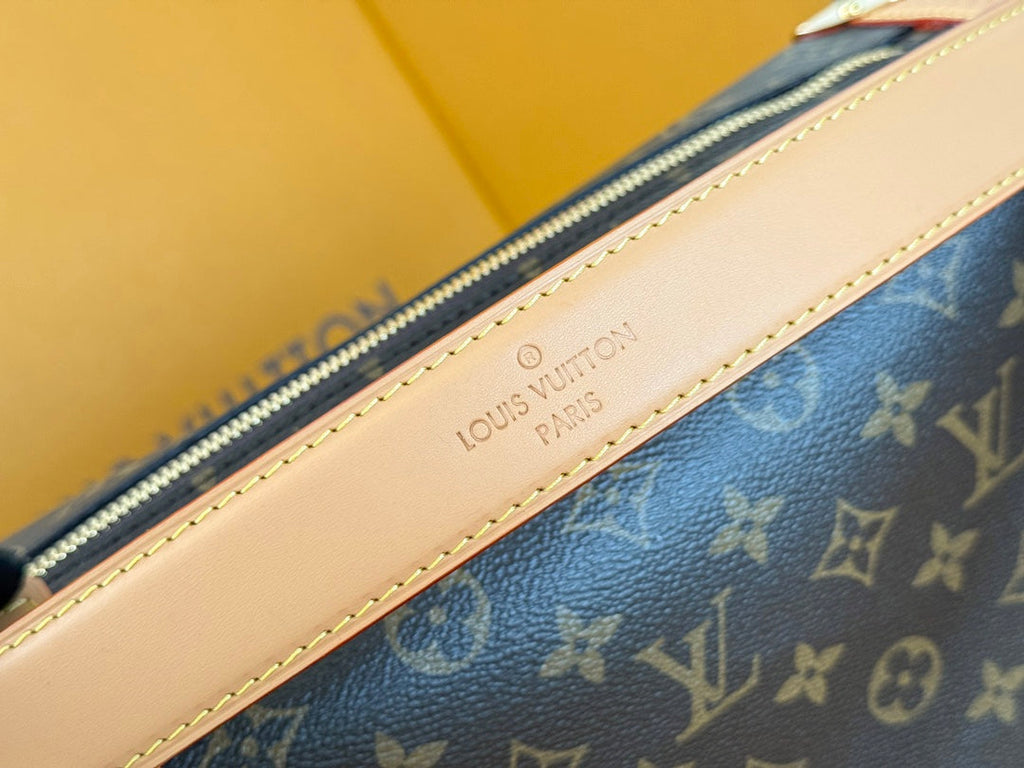 LV 25S SIDE TRUNK 30 IN BROWN MONOGRAM CANVAS LEATHER TRIM GOLD HARDWARE