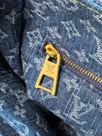 LV 25S ONTHEGO 28 IN BLUE MONOGRAM DENIM COTTON CALFSKIN LEATHER STRAP