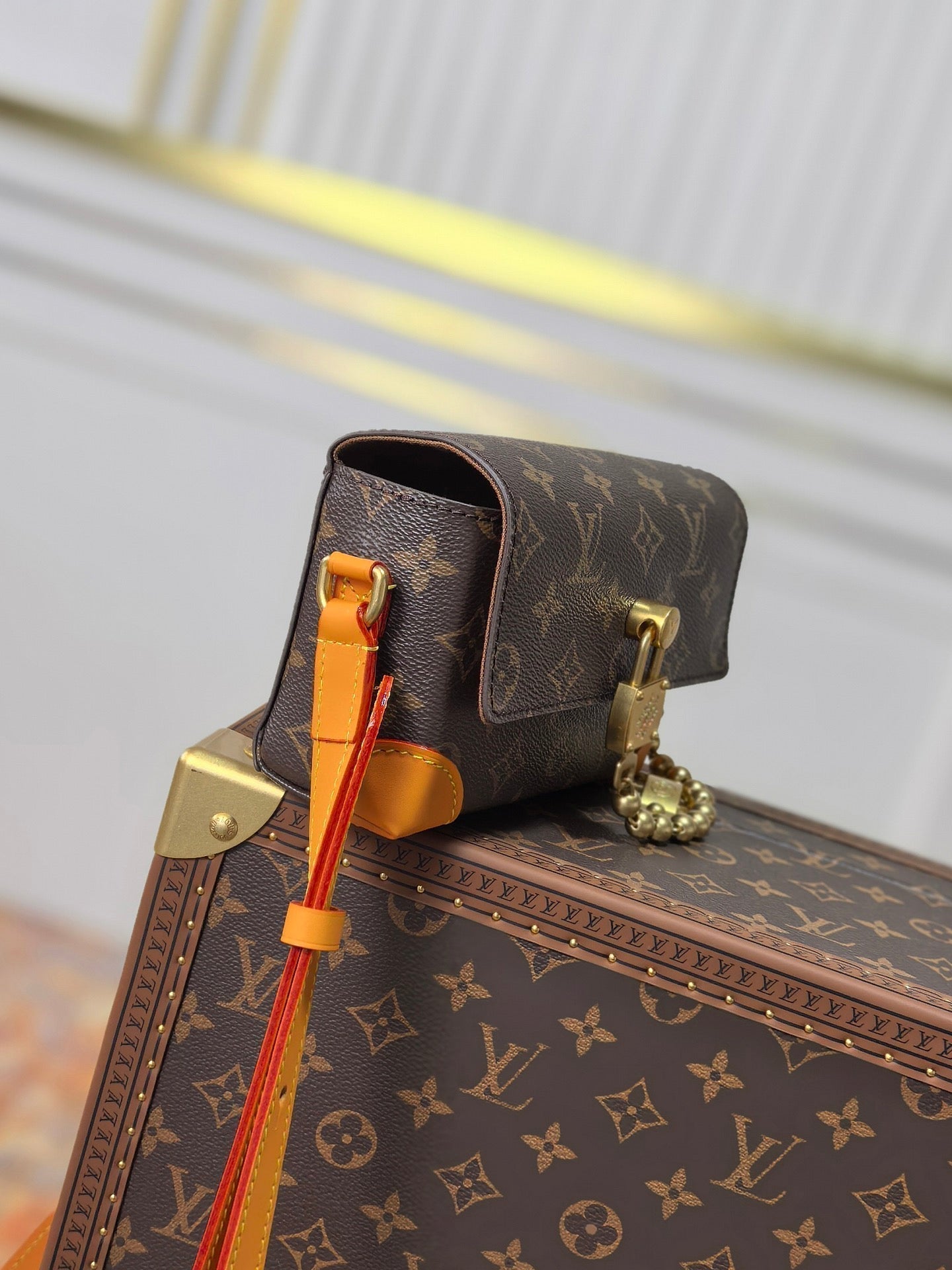 LV 25S MINI STEAMER 18 IN DARK BROWN CANVAS MONOGRAM GOLD HARDWARE