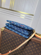 LV 25S COUSSIN BAG 26 IN DARK BLUE DENIM MONOGRAM CHERRY GOLD HARDWARE