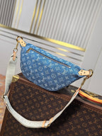 LV 25S BUMBAG 38 IN BLUE MONOGRAM DENIM LEATHER TRIM GOLD HARDWARE