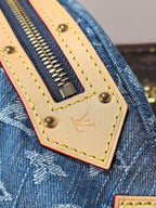 LV 25S BUMBAG 38 IN BLUE MONOGRAM DENIM LEATHER TRIM GOLD HARDWARE