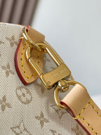 SPEEDY BANDOULIÈRE 20 IN WHITE MONOGRAM JACQUARD AND BEIGE CALFSKIN TRIM