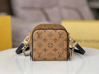 LV 25S JUST IN CASE 14 IN BROWN MONOGRAM CANVAS LEATHER TRIM BLACK