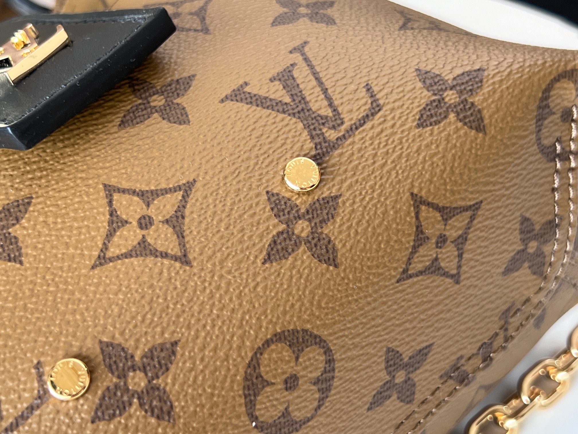 LV 25S ATLANTIS BB 17 IN CARAMEL BEIGE MONOGRAM COATED CANVAS LEATHER TRIM BLACK