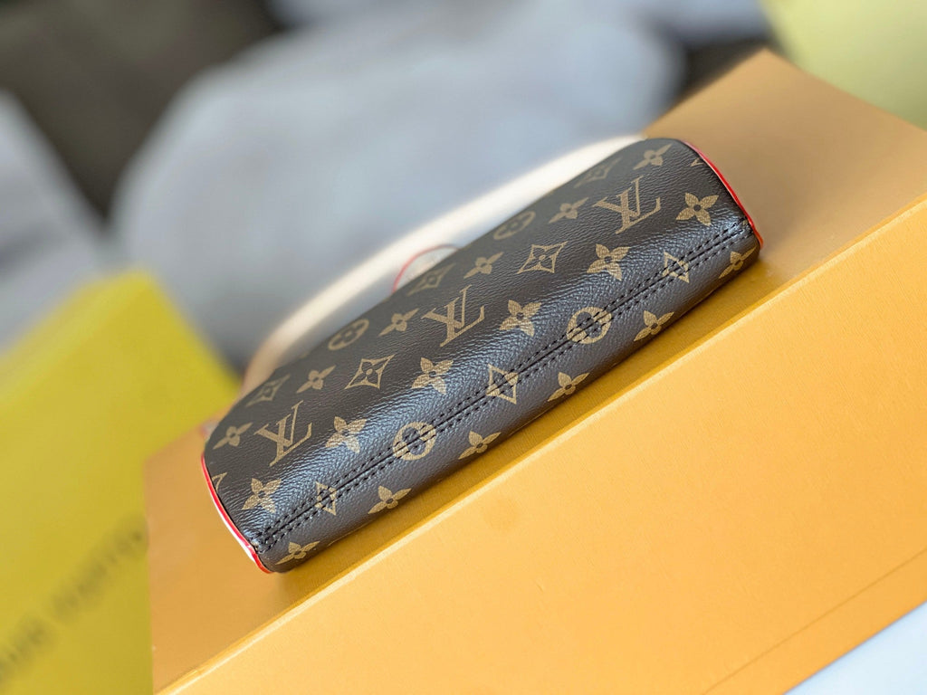 LV 25S Pochette Tirette 22 in Dunkelbraun, Monogramm-Canvas, goldene Beschläge