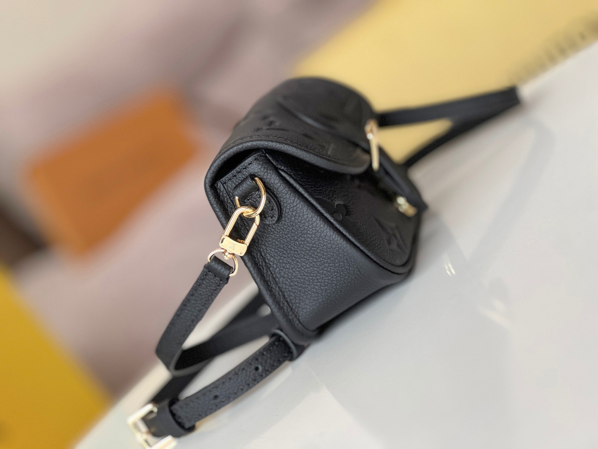 LV 25S MINI NANO DIANE 19 IN BLACK MONOGRAM EMPREINTE LEATHER GOLD HARDWARE