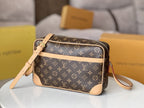 LV 25S TROCADERO MESSENGER BAG 29 IN BROWN MONOGRAM COATED CANVAS
