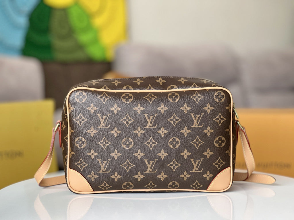 LV 25S TROCADERO MESSENGER BAG 29 IN BROWN MONOGRAM COATED CANVAS