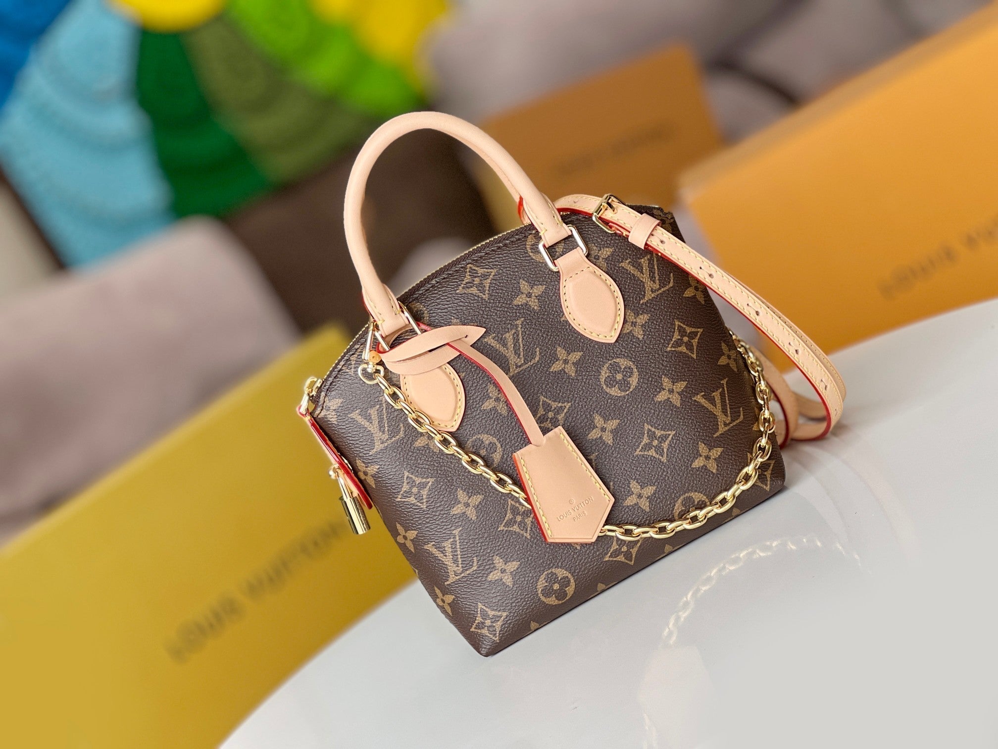 LV 25S LOCKIT BB 19 IN BRAUN MONOGRAMM BESCHICHTETES CANVAS GOLDENE BESCHLÄGE