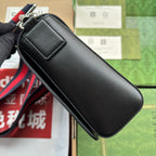 OPHIDIA MEDIUM MESSENGER FLAP BAG 27 IN DARK GREY AND BLACK CALFSKIN