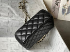 CC MINI 18 FLAP BAG IN BLACK LAMBSKIN