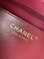 CAMERA BAG 24 IN BLACK QUILTED LAMBSKIN DOUBLE C GOLD COIN