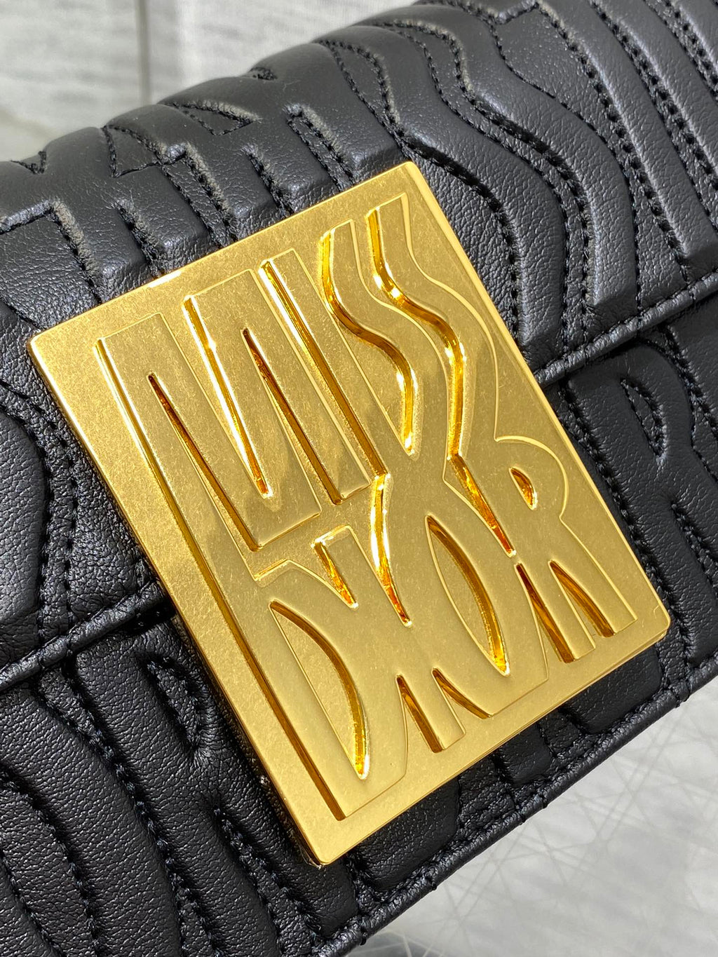 Klapptasche 18 Schwarz Gesteppt Vollständig Kalbsleder