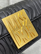 Klapptasche 18 Schwarz Gesteppt Vollständig Kalbsleder