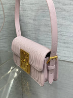 Klapptasche 18, hellrosa, komplett gesteppt, Kalbsleder