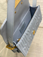 Klapptasche 18 Zoll, babyblau, komplett gesteppt, Kalbsleder