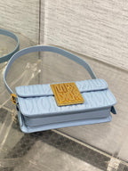 Klapptasche 18 Zoll, babyblau, komplett gesteppt, Kalbsleder