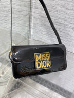 Klapptasche 18 Zoll, schwarzes Lackkalbsleder