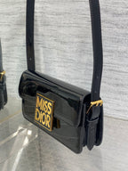 Klapptasche 18 Zoll, schwarzes Lackkalbsleder