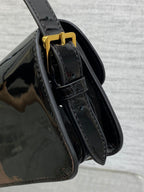 Klapptasche 18 Zoll, schwarzes Lackkalbsleder