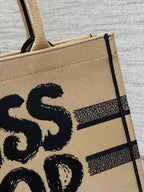 Tragetasche 36 Beige und Schwarz Miss Dior Graffiti-Stickerei