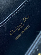 MINI FLAP BAG 18 IN BLACK LAMBSKIN WITH GOLD RHINSTONES