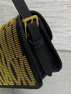 MINI FLAP BAG 18 IN BLACK LAMBSKIN WITH GOLD RHINSTONES