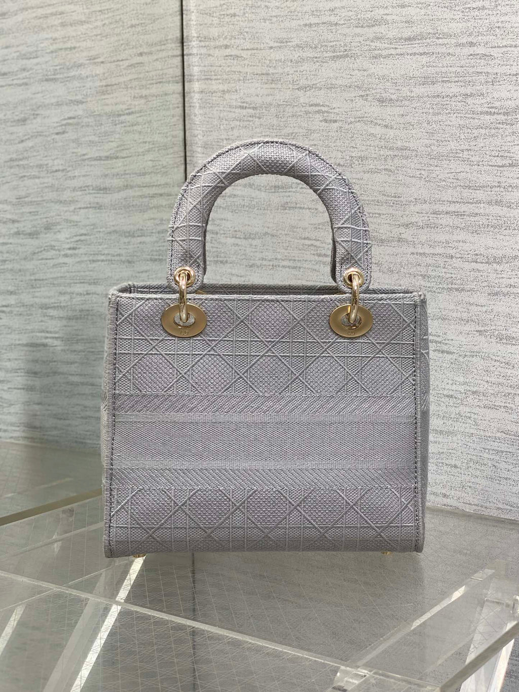 KLEINE 24-LADY-TASCHE AUS HELLGRAUEM CANVAS