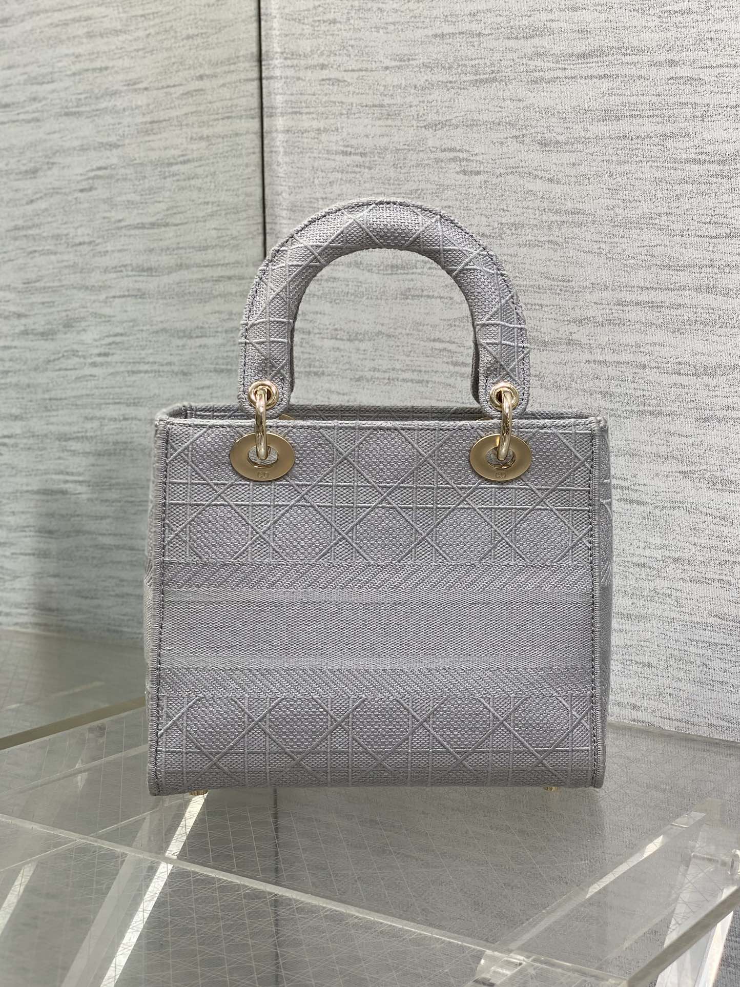 KLEINE 24-LADY-TASCHE AUS HELLGRAUEM CANVAS