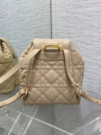 SMALL 23 CARO BACKPACK IN ALMOND BEIGE MACROCANNAGE LAMBSKIN