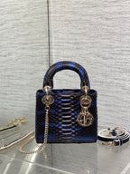 MINI 17 LADY BAG IN MARINEBLAU MIX SCHWARZES SCHLANGENHAUTMUSTER LAMMLEDER