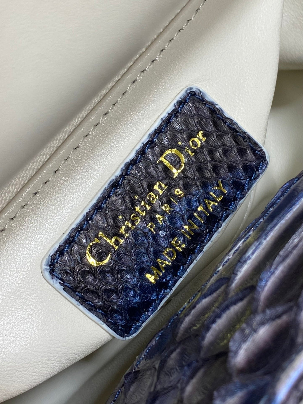 MINI 17 LADY BAG IN MARINEBLAU MIX SCHWARZES SCHLANGENHAUTMUSTER LAMMLEDER