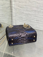 MINI 17 LADY BAG IN MARINEBLAU MIX SCHWARZES SCHLANGENHAUTMUSTER LAMMLEDER