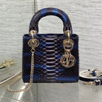 MINI 17 LADY BAG IN MARINEBLAU MIX SCHWARZES SCHLANGENHAUTMUSTER LAMMLEDER