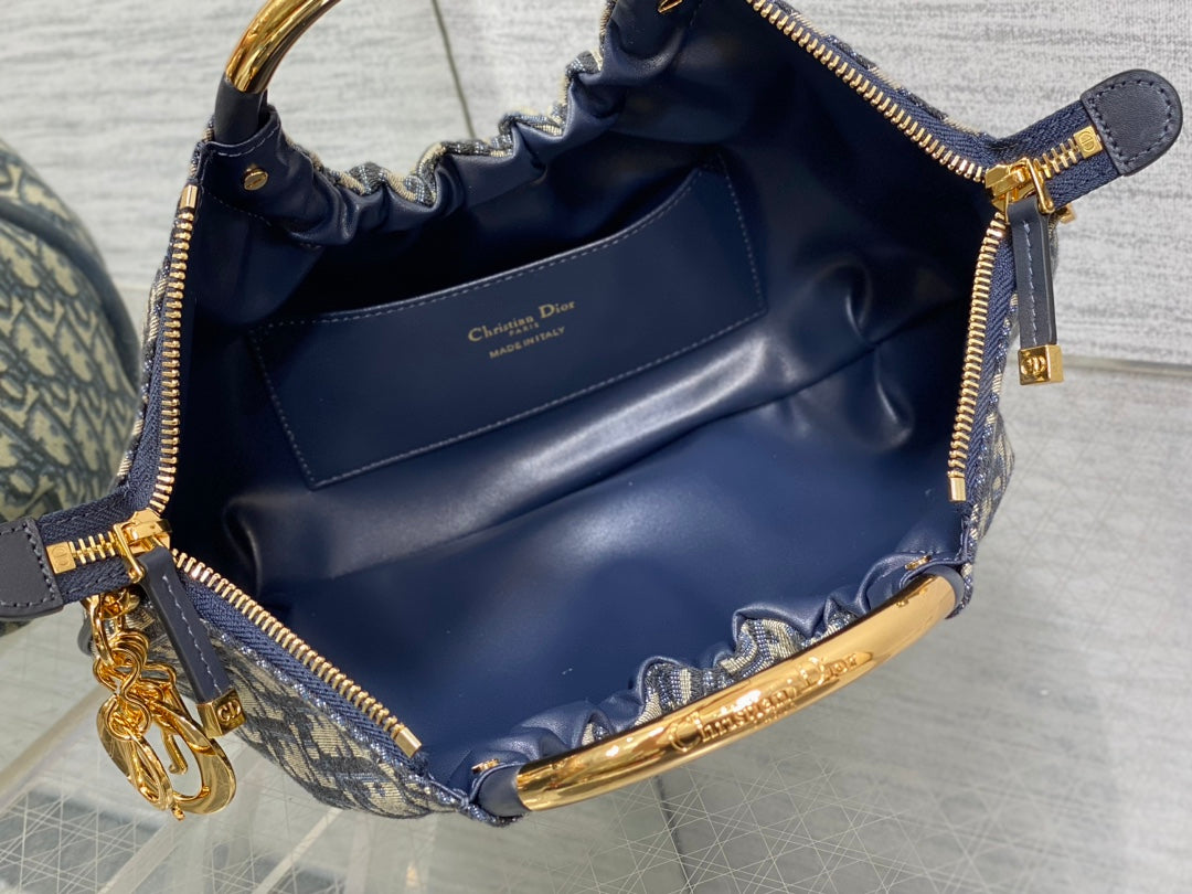 Geöffnete Handtasche 36 Tasche Blau Obliqué Jacquard