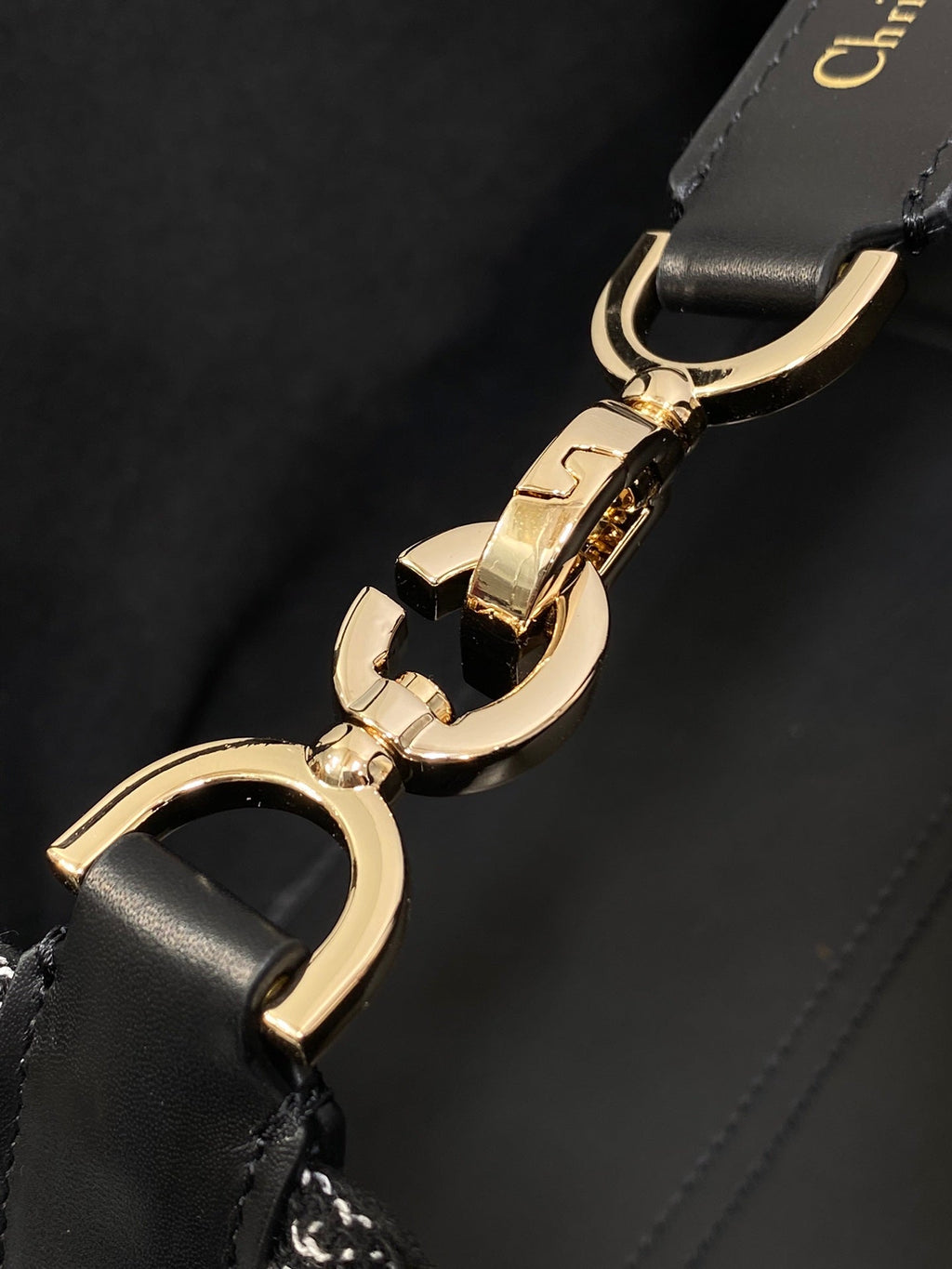 MINI 23 TOUJOURS TASCHE IN SCHWARZ-MIX WEISSEM CANNAGE-TWEED MIT GOLDENEN BESCHLÄGEN