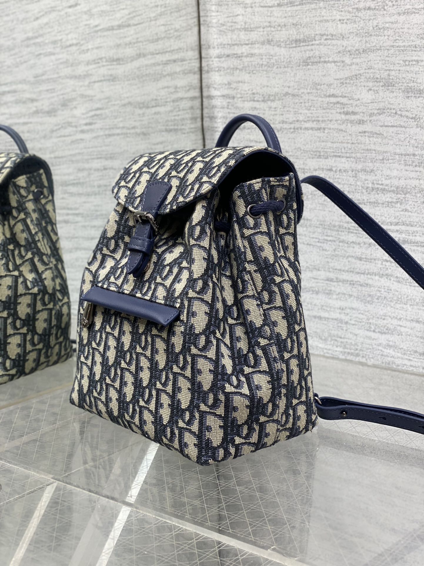 RUCKSACK 19 IN BLAU SCHIEFMONOGRAMM-JACQUARD