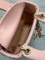MICRO 12 LADY BAG IN BLUSH PINK SATIN WITH BEADING