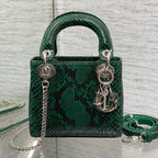 MINI 17 LADY BAG IN GREEN FOREST MIX BLACK SNAKESKIN PATTERN LAMBSKIN
