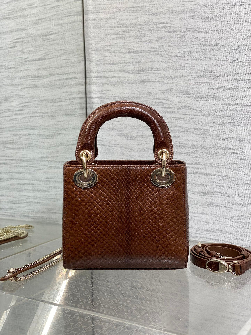 MINI 17 LADY BAG IN PEACAN BROWN METALLIC LAMMLEDER
