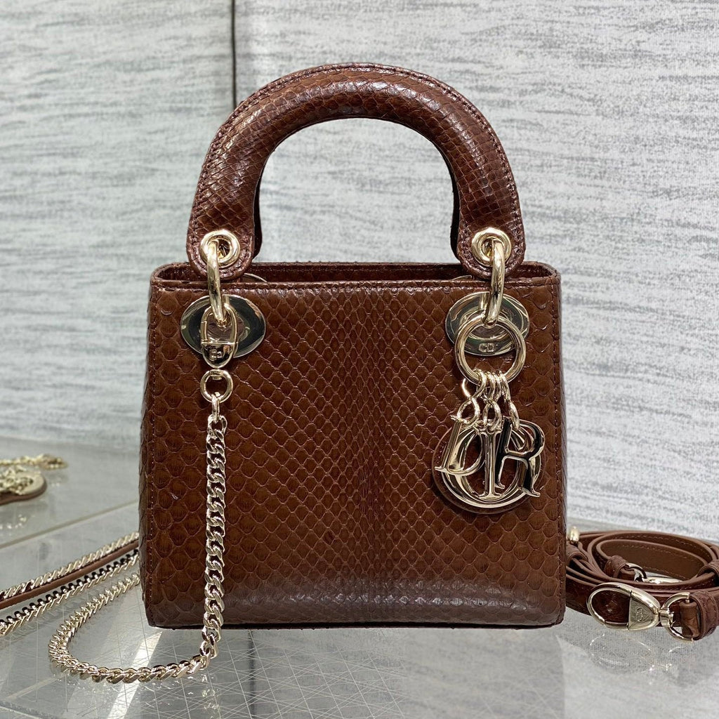 MINI 17 LADY BAG IN PEACAN BROWN METALLIC LAMMLEDER