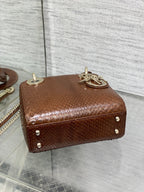 MINI 17 LADY BAG IN PEACAN BROWN METALLIC LAMMLEDER