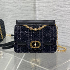 Kleine Jolie-Tragetasche (22 cm) mit Henkel in Schwarz-Weiß-Cannage-Tweed