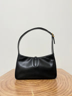 LE 5 À 7 BAG 24 HOBO AUS SCHWARZEM GLÄNZENDEM KALBSLEDER