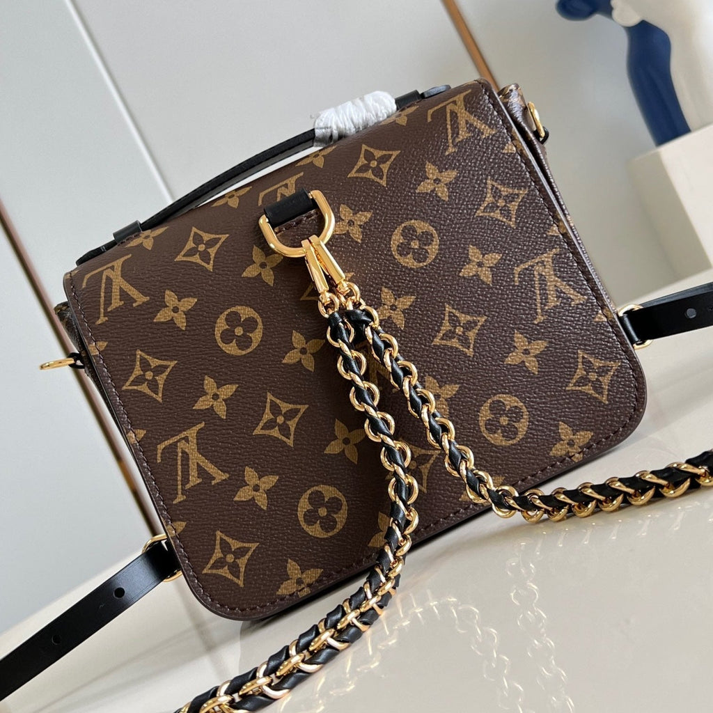 POCHETTE MÉTIS 20 IN BRAUN MONOGRAM UND MONOGRAM REVERSE CANVAS GOLDENE SCHNALLE