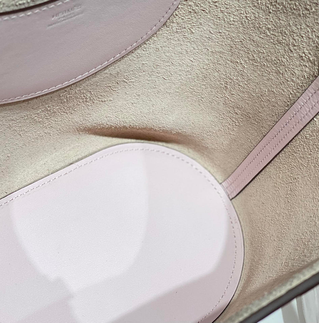 HERMES 25S IN THE LOOP 18 IN LIGHT PINK CALFSKIN SILVER HARDWARE